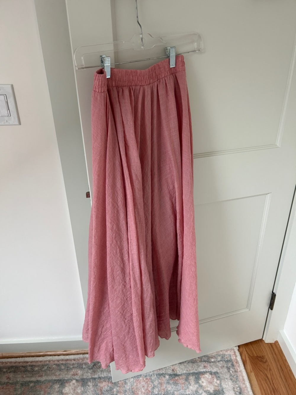 Women's Pink Maxi Skirt - Flowing A-Line Skirt
